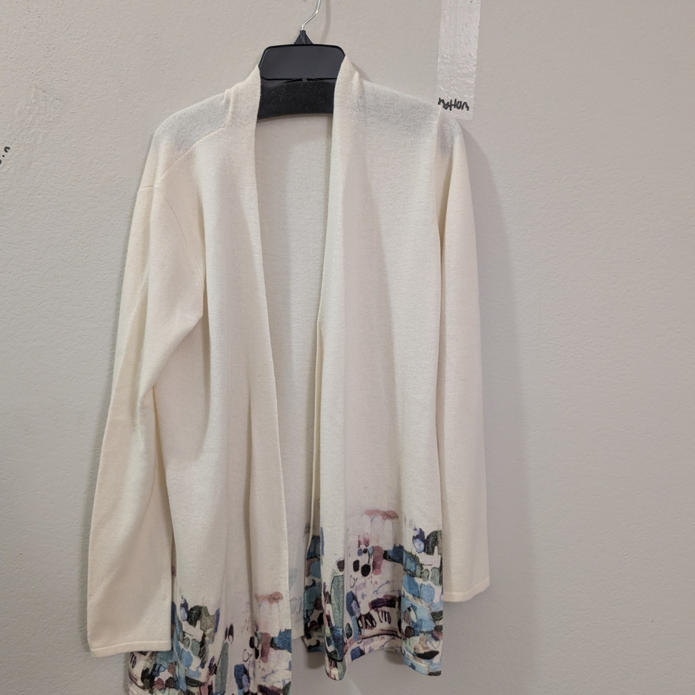 Doncaster Cream Artistic Hem Cashmere Cardigan